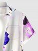 Hibiscus Flower Print Hawaii Button Pocket Shirt For Men -  