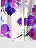Hibiscus Flower Print Hawaii Button Pocket Shirt For Men -  