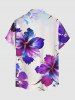 Hibiscus Flower Print Hawaii Button Pocket Shirt For Men -  