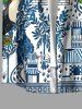Chemise hawaïenne grande taille pour homme, imprimée style porcelaine bleue et blanche, motif toucans tropicaux et feuilles, style feuille de toucan. - Bleu L