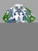 Chemise hawaïenne grande taille pour homme, imprimée style porcelaine bleue et blanche, motif toucans tropicaux et feuilles, style feuille de toucan. - Bleu M