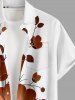 Chemise hawaïenne à poches boutons, imprimé contrasté de fleurs, feuilles et branches, grande taille, pour hommes - Noir 3XL