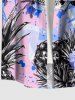 Chemise hawaïenne grande taille pour homme, à boutons et poche, ornée d'un imprimé tête de mort, hibiscus, ananas et éclaboussures de peinture. Motif tête de mort, hibiscus et ananas. - Rose  XL