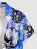 Chemise hawaïenne grande taille pour homme, à boutons et poche, ornée d'un imprimé tête de mort, hibiscus, ananas et éclaboussures de peinture. Motif tête de mort, hibiscus et ananas. - Rose  XL