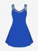 Robe à bretelles croisées à imprimé perroquet et noix de coco, style hawaïen, grande taille - Bleu XXS