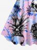 Robe débardeur hawaïenne grande taille à imprimé tête de mort, hibiscus, ananas et éclaboussures de peinture - Rose  1X