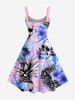 Robe débardeur hawaïenne grande taille à imprimé tête de mort, hibiscus, ananas et éclaboussures de peinture - Rose  1X