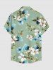 Chemise hawaïenne grande taille à imprimé floral et feuilles, boutons et poche pour homme - Vert clair S