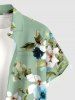 Chemise hawaïenne grande taille à imprimé floral et feuilles, boutons et poche pour homme - Vert clair S