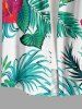 Chemise hawaïenne grande taille pour homme, à imprimé feuilles tropicales et fleurs d'hibiscus, boutons et poche. - Vert S