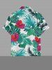 Hibiscus Flowers Tropical Leaf Print Buttons Pocket Hawaii Shirt For Men -  