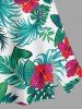 Jupe hawaïenne fendue à imprimé de feuilles tropicales et fleurs d'hibiscus grande taille - Vert S