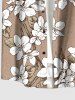 Chemise hawaïenne grande taille à imprimé floral et feuilles, boutons et poche pour homme - Bronze 5XL
