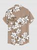 Chemise hawaïenne grande taille à imprimé floral et feuilles, boutons et poche pour homme - Bronze 5XL