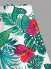 Jupe hawaïenne fendue à imprimé de feuilles tropicales et fleurs d'hibiscus grande taille - Vert 6X