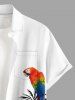 Coconut Tree Parrot Print Buttons Pocket Hawaii Shirt For Men - Blanc 5XL
