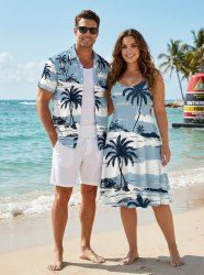 Coconut Tree Cloud Seascape Print Plus Size Matching Hawaii Beach Outfit For Couples -  