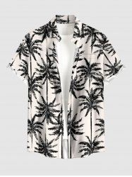 Plus Size Coconut Tree Print Buttons Pocket Hawaii Shirt For Men - Noir L