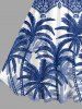 Coconut Tree Blue and White Porcelain Style Print Plus Size Matching Hawaii Beach Outfit For Couples -  