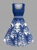 Coconut Tree Blue and White Porcelain Style Print Plus Size Matching Hawaii Beach Outfit For Couples -  