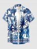 Coconut Tree Courtyard Path Blue and White Porcelain Style Print Plus Size Matching Hawaii Beach Outfit For Couples -  
