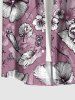 Tenue de plage hawaïenne assortie à imprimé floral et feuilles pour couples - Violet clair 