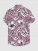 Tenue de plage hawaïenne assortie à imprimé floral et feuilles pour couples - Violet clair 