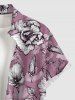 Tenue de plage hawaïenne assortie à imprimé floral et feuilles pour couples - Violet clair 