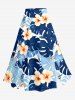 Tropical Leaf Hibiscus Flower Print Plus Size Matching Hawaii Beach Outfit For Couples -  