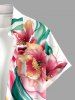 Watercolor Ribbon Flower Print Plus Size Matching Hawaii Beach Outfit For Couples -  