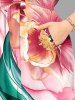 Watercolor Ribbon Flower Print Plus Size Matching Hawaii Beach Outfit For Couples -  
