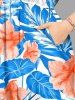 Ensemble de plage hawaïen assorti grande taille à imprimé feuilles d'hibiscus pour couples - Bleu Ciel 