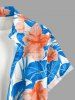 Ensemble de plage hawaïen assorti grande taille à imprimé feuilles d'hibiscus pour couples - Bleu Ciel 