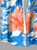 Ensemble de plage hawaïen assorti grande taille à imprimé feuilles d'hibiscus pour couples - Bleu Ciel 