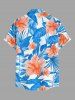Ensemble de plage hawaïen assorti grande taille à imprimé feuilles d'hibiscus pour couples - Bleu Ciel 