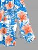 Ensemble de plage hawaïen assorti grande taille à imprimé feuilles d'hibiscus pour couples - Bleu Ciel 