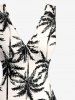 Coconut Tree Print Hawaii Ruffles Split Surplice Dress -  