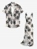 Coconut Tree Print Hawaii Ruffles Split Surplice Dress -  