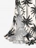 Coconut Tree Print Hawaii Ruffles Split Surplice Dress -  