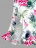 Robe hawaïenne à volants, fente et décolleté cache-cœur, imprimée de feuilles tropicales et de fleurs d'hibiscus - Rose  XXXL