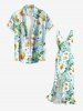 Robe hawaïenne à imprimé de marguerites et de feuilles, à volants et fente cache-cœur - Bleu Poudre L