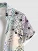 Plus Size Sunflower Leaf Ombre Print Buttons Pocket Hawaii Shirt For Men -  