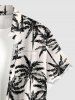 Plus Size Coconut Tree Print Buttons Pocket Hawaii Shirt For Men - Noir L