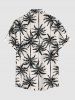 Plus Size Coconut Tree Print Buttons Pocket Hawaii Shirt For Men - Noir L