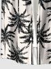 Plus Size Coconut Tree Print Buttons Pocket Hawaii Shirt For Men - Noir L