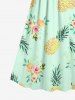 Robe hawaïenne à bretelles croisées, imprimé roses et ananas, grande taille - Vert clair XXS