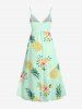 Robe hawaïenne à bretelles croisées, imprimé roses et ananas, grande taille - Vert clair S