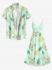 Robe hawaïenne à bretelles croisées, imprimé roses et ananas, grande taille - Vert clair 1X