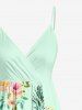 Robe hawaïenne à bretelles croisées, imprimé roses et ananas, grande taille - Vert clair 1X