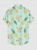 Chemise hawaïenne grande taille pour homme, à imprimé ananas et roses, boutons et poche. - Vert clair 3XL